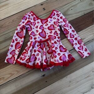 Cheeky plum Girls Heart Print Peplum Top - Pink & Red